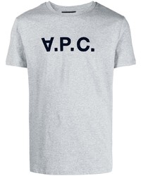 graues bedrucktes T-Shirt mit einem Rundhalsausschnitt von A.P.C.