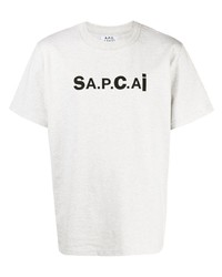 graues bedrucktes T-Shirt mit einem Rundhalsausschnitt von A.P.C.
