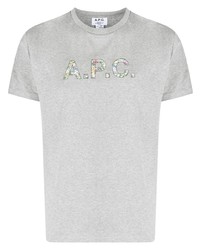 graues bedrucktes T-Shirt mit einem Rundhalsausschnitt von A.P.C.