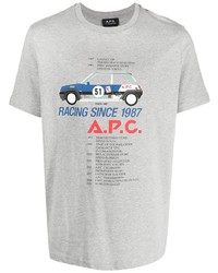 graues bedrucktes T-Shirt mit einem Rundhalsausschnitt von A.P.C.