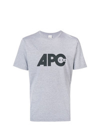 graues bedrucktes T-Shirt mit einem Rundhalsausschnitt von A.P.C.