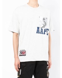 graues bedrucktes T-Shirt mit einem Rundhalsausschnitt von AAPE BY A BATHING APE