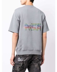 graues bedrucktes T-Shirt mit einem Rundhalsausschnitt von AAPE BY A BATHING APE