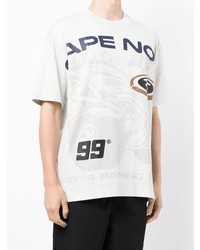 graues bedrucktes T-Shirt mit einem Rundhalsausschnitt von AAPE BY A BATHING APE