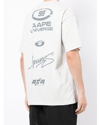 graues bedrucktes T-Shirt mit einem Rundhalsausschnitt von AAPE BY A BATHING APE