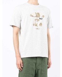 graues bedrucktes T-Shirt mit einem Rundhalsausschnitt von AAPE BY A BATHING APE