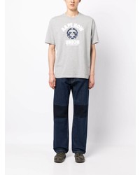 graues bedrucktes T-Shirt mit einem Rundhalsausschnitt von AAPE BY A BATHING APE