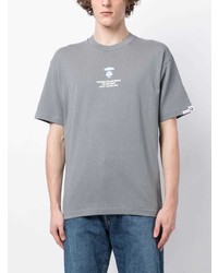 graues bedrucktes T-Shirt mit einem Rundhalsausschnitt von AAPE BY A BATHING APE