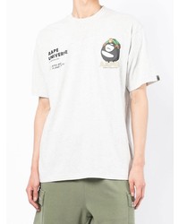 graues bedrucktes T-Shirt mit einem Rundhalsausschnitt von AAPE BY A BATHING APE