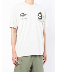 graues bedrucktes T-Shirt mit einem Rundhalsausschnitt von AAPE BY A BATHING APE