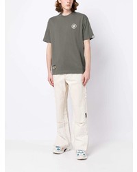 graues bedrucktes T-Shirt mit einem Rundhalsausschnitt von AAPE BY A BATHING APE