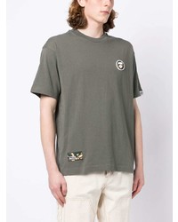 graues bedrucktes T-Shirt mit einem Rundhalsausschnitt von AAPE BY A BATHING APE