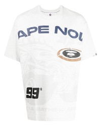 graues bedrucktes T-Shirt mit einem Rundhalsausschnitt von AAPE BY A BATHING APE