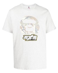 graues bedrucktes T-Shirt mit einem Rundhalsausschnitt von AAPE BY A BATHING APE