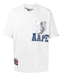 graues bedrucktes T-Shirt mit einem Rundhalsausschnitt von AAPE BY A BATHING APE