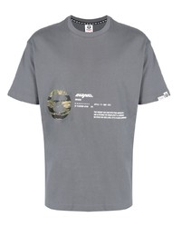 graues bedrucktes T-Shirt mit einem Rundhalsausschnitt von AAPE BY A BATHING APE