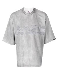graues bedrucktes T-Shirt mit einem Rundhalsausschnitt von AAPE BY A BATHING APE
