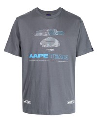 graues bedrucktes T-Shirt mit einem Rundhalsausschnitt von AAPE BY A BATHING APE