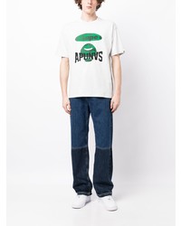 graues bedrucktes T-Shirt mit einem Rundhalsausschnitt von AAPE BY A BATHING APE