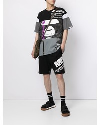 graues bedrucktes T-Shirt mit einem Rundhalsausschnitt von AAPE BY A BATHING APE