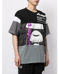 graues bedrucktes T-Shirt mit einem Rundhalsausschnitt von AAPE BY A BATHING APE