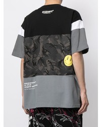 graues bedrucktes T-Shirt mit einem Rundhalsausschnitt von AAPE BY A BATHING APE