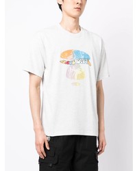 graues bedrucktes T-Shirt mit einem Rundhalsausschnitt von AAPE BY A BATHING APE