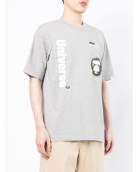 graues bedrucktes T-Shirt mit einem Rundhalsausschnitt von AAPE BY A BATHING APE