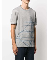 graues bedrucktes T-Shirt mit einem Rundhalsausschnitt von Brioni