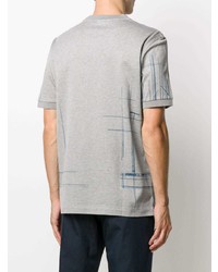 graues bedrucktes T-Shirt mit einem Rundhalsausschnitt von Brioni