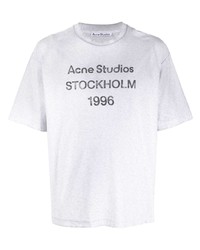 graues bedrucktes T-Shirt mit einem Rundhalsausschnitt von Acne Studios