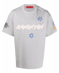 graues bedrucktes T-Shirt mit einem Rundhalsausschnitt von ACUPUNCTURE 1993