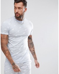 graues bedrucktes T-Shirt mit einem Rundhalsausschnitt von adidas Originals