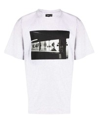 graues bedrucktes T-Shirt mit einem Rundhalsausschnitt von agnès b.