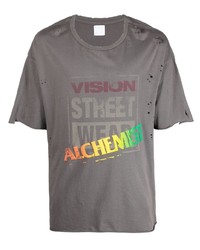 graues bedrucktes T-Shirt mit einem Rundhalsausschnitt von Alchemist