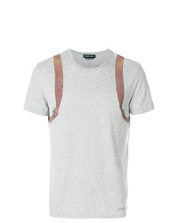 graues bedrucktes T-Shirt mit einem Rundhalsausschnitt von Alexander McQueen