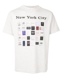 graues bedrucktes T-Shirt mit einem Rundhalsausschnitt von Alexander Wang