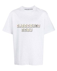 graues bedrucktes T-Shirt mit einem Rundhalsausschnitt von Alexander Wang