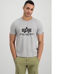 graues bedrucktes T-Shirt mit einem Rundhalsausschnitt von Alpha Industries