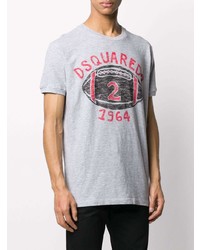 graues bedrucktes T-Shirt mit einem Rundhalsausschnitt von DSQUARED2