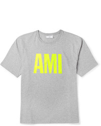 graues bedrucktes T-Shirt mit einem Rundhalsausschnitt von Ami