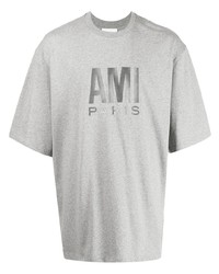 graues bedrucktes T-Shirt mit einem Rundhalsausschnitt von Ami Paris