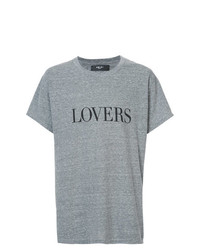 graues bedrucktes T-Shirt mit einem Rundhalsausschnitt von Amiri