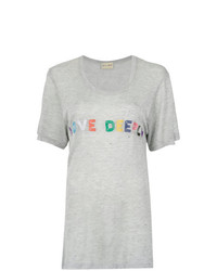 graues bedrucktes T-Shirt mit einem Rundhalsausschnitt von Andrea Bogosian
