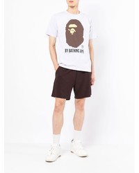 graues bedrucktes T-Shirt mit einem Rundhalsausschnitt von A Bathing Ape