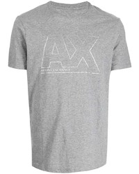 graues bedrucktes T-Shirt mit einem Rundhalsausschnitt von Armani Exchange