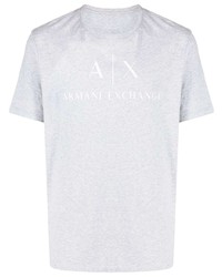 graues bedrucktes T-Shirt mit einem Rundhalsausschnitt von Armani Exchange