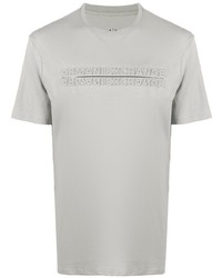 graues bedrucktes T-Shirt mit einem Rundhalsausschnitt von Armani Exchange