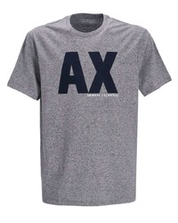 graues bedrucktes T-Shirt mit einem Rundhalsausschnitt von Armani Exchange