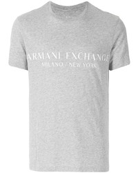 graues bedrucktes T-Shirt mit einem Rundhalsausschnitt von Armani Exchange